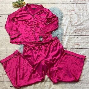 NWT INC International Concepts Jazzy Pink Pajama Shirt and Pant Set sz L